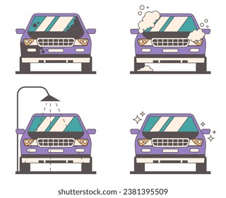 Dirty automobile car vehicle wash clean carwash service concept. Vector graphic design element illustration