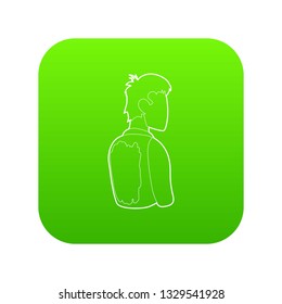 Dirty back of a boy joke icon green vector isolated on white background
