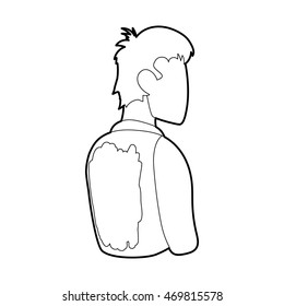 Dirty back of a boy joke icon in outline style isolated on white background. Trick symbol