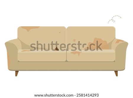 Dirty beige Lawson sofa front view flat isolated illustration