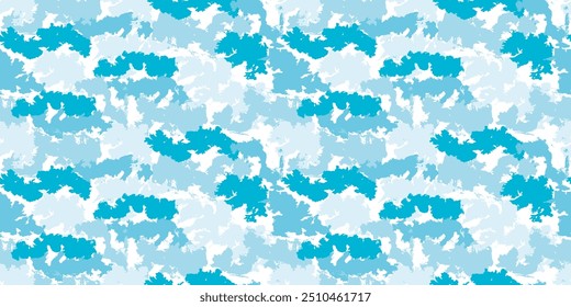 Dirty blue, navy pattern. Gruge texture seamless background. Watercolor endless repeat backdrop. Vector  tye die pattern. Sea, ocean texture. 