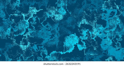 Dirty blue, navy pattern. Gruge texture seamless background. Watercolor endless repeat backdrop. Vector  tye die pattern. Sea, ocean texture.