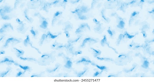 Dirty blue pattern. Gruge texture seamless background. Watercolor endless repeat backdrop. Vector  tye die pattern.