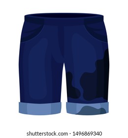Pantalones azules sucios. Ilustración vectorial en fondo blanco.