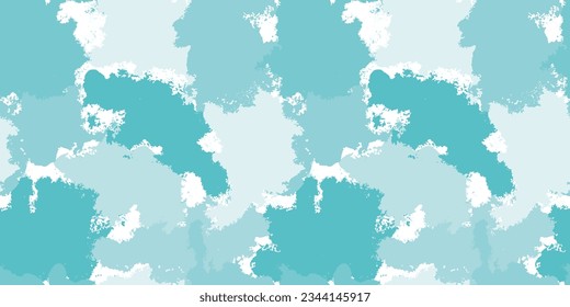 Dirty blue, turquoise seamless pattern. Gruge texture endless background. Turn paper imitation. Vector  tye die pattern. Camouflage colorful print for fabric, clothes, warpping paper.