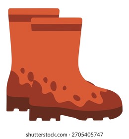 Bota sucia con diseño de Plantilla de Ilustración vectorial de color plano de barro