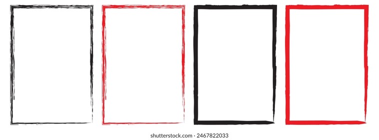 Bordes sucios colección sobre fondo blanco. Colección de pintura negra, pinceladas de tinta, pinceles, líneas. Sucios Elementos de diseño artísticos. Ilustración vectorial. 11:11