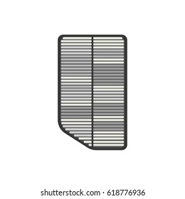 dirty car air filter on the white background. Vector illustration
