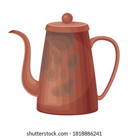 Dirty Ceramic Tea Kettle for Washing Up Vector Illustration