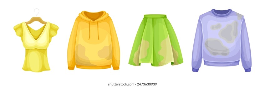 Dirty and Clean Clothing Item and Apparel Vector Set