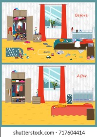 Woman Bedroom Clean Stock Illustrations Images Vectors