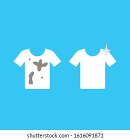 Dirty and clean t shirt vector icon Landry sign after washing