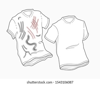 Dirty and clean t-shirt. Before cleaning and after cleaning t-shirt. Vector illustration 