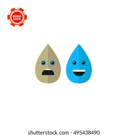Dirty and Clean Water Drops Vector Icon