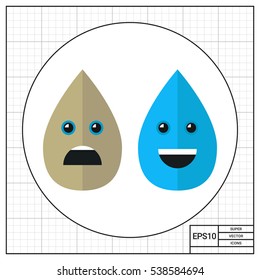 Dirty and Clean Water Drops Vector Icon