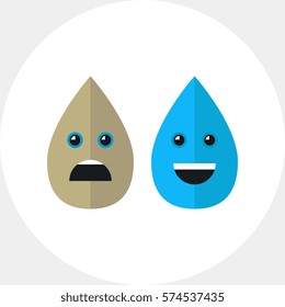 Dirty and Clean Water Drops Vector Icon