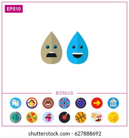 Dirty and Clean Water Drops Vector Icon