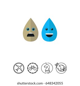 Dirty and Clean Water Drops Vector Icon