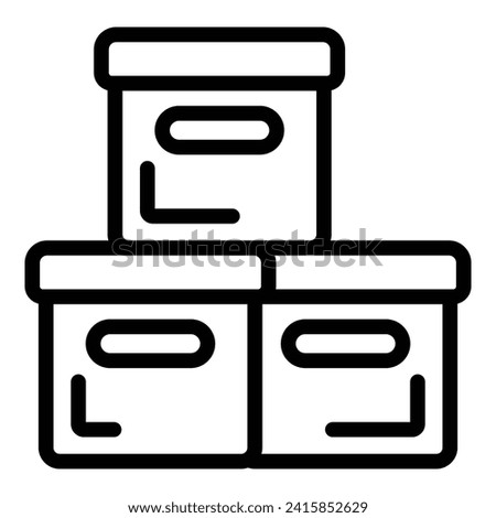 Dirty clothes boxes icon outline vector. House stack. Space mop home