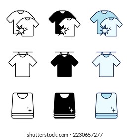 Dirty Clothes, Clothesline, Clean Clothes Icons. Laundry Icon Element