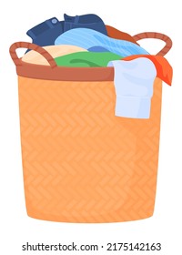 Dirty clothes in laundry baskets. A messy pile of dirty laundry. Vector illustration