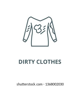 Dirty clothes,hoodie,laundry  line icon, vector. Dirty clothes,hoodie,laundry  outline sign, concept symbol, flat illustration