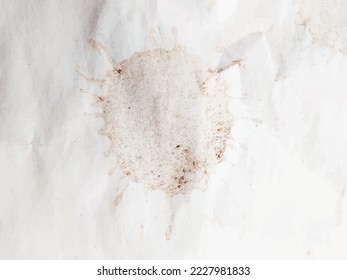 Dirty Coffee Paper. Grain Food Mark. Brown Coffee Splash. Natural Coffee Texture. Dirty Spot Pattern. Dirty Mark Spatter. White Paper Surface. Coffee Blob Sheet. Dirty Spot Background. Old Drop Vector
