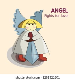 Dirty cute warrior angel character card - VECTOR