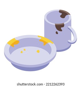 Dirty dish icon isometric vector. Kitchen plate. Wash stack