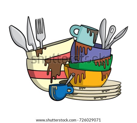 Dirty Dishes Cutlery Stock Vector (Royalty Free) 726029071 - Shutterstock