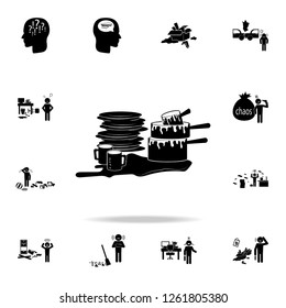 dirty dishes icon. Detailed set of chaos element icons. Premium graphic design. One of the collection icons for websites, web design