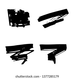 Dirty distress texture banners.Grungy painted brushes.Decorative hand draw frames on a white isolated background.