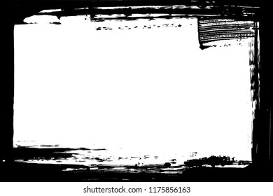 Dirty distressed paint brush abstract grunge frame