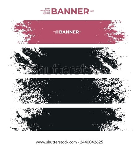 Dirty distressed stroke texture banner set. Grungy painted objects. Images produced without the use of any form of AI. software