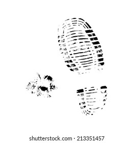 Dirty footprint on the white background