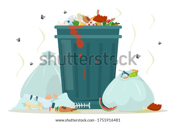 Dirty Garbage Around Trashcan Vector Isolated Stock Vector (Royalty ...
