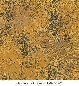 Dirty golden surface, with scratches and stains. Grunge texture background. Vector seamless.