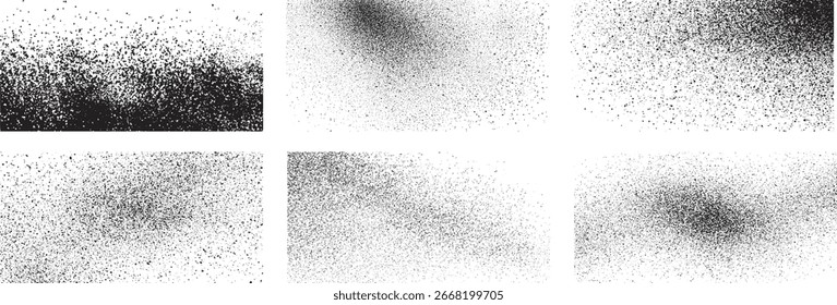 Sucio, granulado y arañazos. Conjunto de diferentes texturas de grano negro afligido. Texturas de Vector de superposición de tensión Texturas de superposición de conjunto de sello con efecto grunge. Daño viejo Sucio, granulado y arañazos. Conjunto