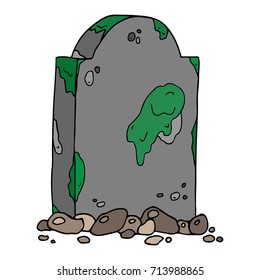 Dirty gravestone with stones. Vector illustration.