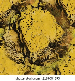 Dirty Green Vector. Alcohol Ink Canvas. Green Grunge Paint. Vector Seamless Texture. Stain Grain Background. Water Color Background. Vector Abstract Painting. Circle Grain Grunge. Yellow Round Grunge