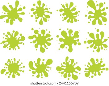 Schmutziges grünes Virus Splatter Vector Clipart Set