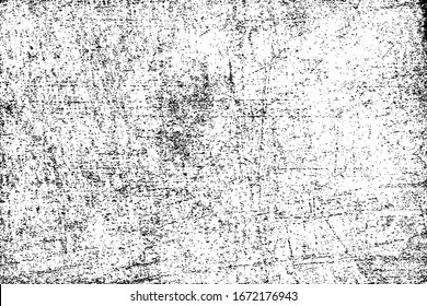 Fondo sucio. Textura oscura en blanco y negro. Se ha gastado la vieja superficie. Patrón de grietas, patatas fritas, escaramuzas, arañazos. Patrón para fondos y creación de diseño