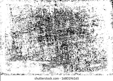 Dirty grunge background. Black and white gloomy texture. Worn old surface. Pattern of cracks, chips, scuffs, scratches. Pattern for backdrops and design creation