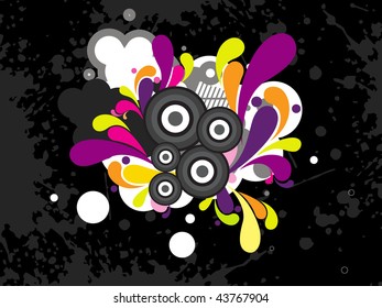 fondo de grunge sucio con obras de arte coloridas, ilustración