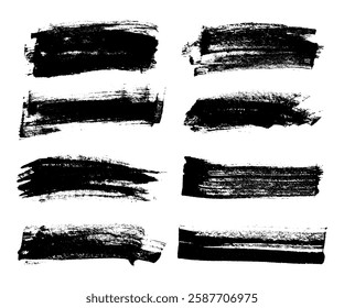 Dirty Grunge Brush Stroke Set Vector Illustration. Hand Drawn Paint Brush Stroke Textures for Ink Paint, Graphic Design, Dirt Elements, Texture. Trendy Dirty Brush Collection, Not AI