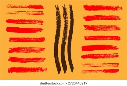 Sucio Grunge Brush Stroke Set Ilustración vectorial. Texturas de trazo de pincel de pintura dibujado a mano para tinta, Diseño gráfico, Elementos de suciedad, textura. Colección sucia de moda del cepillo, no AI