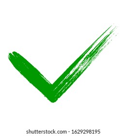 Dirty grunge hand drawn with brush strokes tick v vector illustration isolated on white background. Mark graphic design. Check mark symbol tick YES button for vote in check box, web, etc.