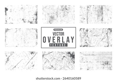 Dirty Grunge Textures Vector Set. Set of grunge textures. Different types of texture stamps damaged, paint, old, concrete and other. Subtle halftone vector texture overlay.
