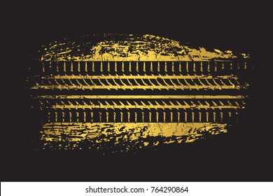 Dirty Grunge Tire Track.Vector Tire Track Silhouette.