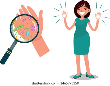 dirty hand, clean hand, bacteria in hands